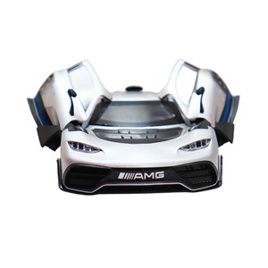 ماشین فلزی بنز موزیکال با چراغ، کمک‌ فنر و درب‌ های بازشو رنگ نقره ای_ماشین اسباب بازی