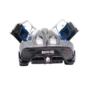 ماشین فلزی بنز موزیکال با چراغ، کمک‌ فنر و درب‌ های بازشو رنگ نقره ای_ماشین اسباب بازی