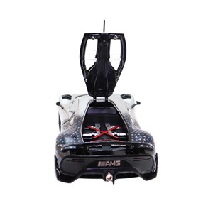 ماشین فلزی بنز موزیکال با چراغ، کمک‌ فنر و درب‌ های بازشو رنگ نقره ای_ماشین اسباب بازی