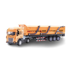 ماشین تریلی فلزی موزیکال با چراغ روشن و کانکس بازشو رنگ نارنجی_ماشین اسباب بازی