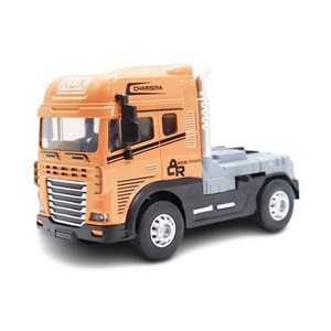 ماشین تریلی فلزی موزیکال با چراغ روشن و کانکس بازشو رنگ نارنجی_ماشین اسباب بازی