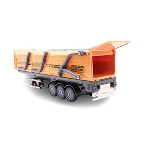 ماشین تریلی فلزی موزیکال با چراغ روشن و کانکس بازشو رنگ نارنجی_ماشین اسباب بازی