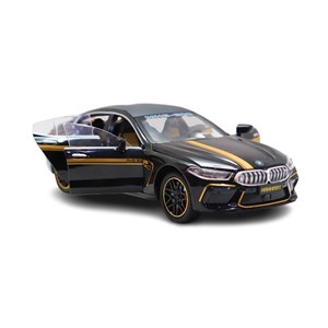 ماشین فلزی BMW موزیکال با چراغ، کمک‌ فنر و درب‌ های بازشو رنگ مشکی_ماشین اسباب بازی