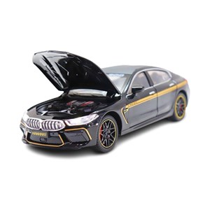 ماشین فلزی BMW موزیکال با چراغ، کمک‌ فنر و درب‌ های بازشو رنگ مشکی_ماشین اسباب بازی