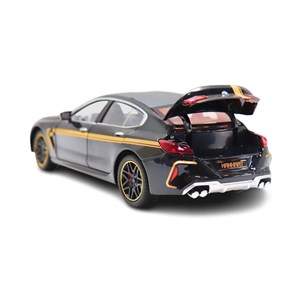 ماشین فلزی BMW موزیکال با چراغ، کمک‌ فنر و درب‌ های بازشو رنگ مشکی_ماشین اسباب بازی