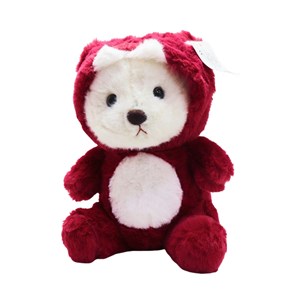 عروسک پولیشی اورجینال خرس کلاه دار سرخابی 26 سانتی_عروسک