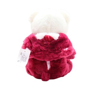 عروسک پولیشی اورجینال خرس کلاه دار سرخابی 26 سانتی_عروسک