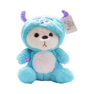 عروسک پولیشی اورجینال خرس کلاه دار آبی فیروزه ای 26 سانتی_عروسک