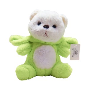 عروسک پولیشی اورجینال خرس کلاه دار سبز 26 سانتی_عروسک
