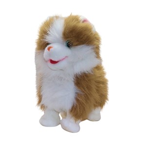 عروسک رباتیک گربه پشمالو موزیکال سنسور دار با دسته ی کنترلی رنگ قهوه ای مدل 5535_عروسک رباتیک