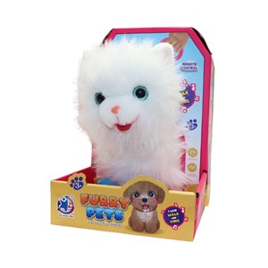 عروسک رباتیک گربه پشمالو موزیکال سنسور دار با دسته ی کنترلی رنگ سفید مدل 5535_عروسک رباتیک