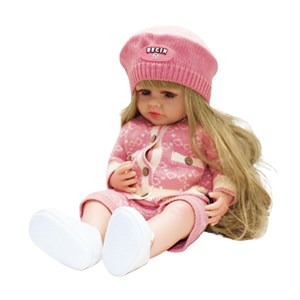 عروسک سیلیکونی دختر بچه 50 سانتی سخنگو با لباس زمستانی_عروسک