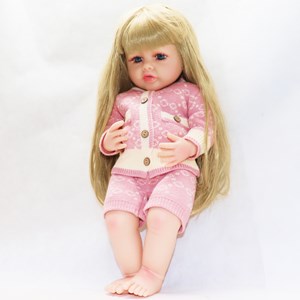 عروسک سیلیکونی دختر بچه 50 سانتی سخنگو با لباس زمستانی_عروسک