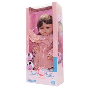 عروسک سیلیکونی دختر بچه 50 سانتی سخنگو با کلاه صورتی_عروسک