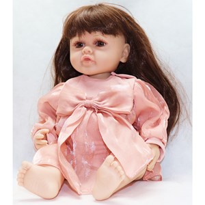 عروسک سیلیکونی دختر بچه 50 سانتی سخنگو با کلاه صورتی_عروسک