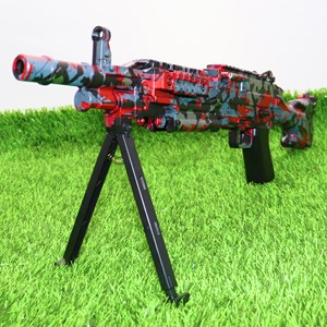 تفنگ اسباب بازی شارژی تیر ژله ای دو حالته با دوربین رنگ قرمز مدل M249 554B_تفنگ اسباب بازی
