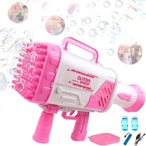تفنگ اسباب بازی حباب ساز شارژی چراغ دار با 64 سوراخ مدل Rocket Bubble Gun_تفنگ اسباب بازی