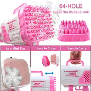 تفنگ اسباب بازی حباب ساز شارژی چراغ دار با 64 سوراخ مدل Rocket Bubble Gun_تفنگ اسباب بازی