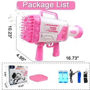 تفنگ اسباب بازی حباب ساز شارژی چراغ دار با 64 سوراخ مدل Rocket Bubble Gun_تفنگ اسباب بازی