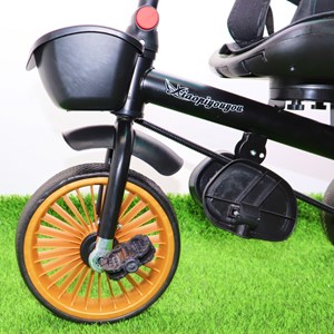 سه چرخه فلزی با سایه بان رنگ فیروزه ای