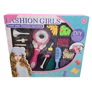 ست اسباب بازی لوازم آرایشی دستگاه بافت مو همراه با نخ رنگی و مهره_اسباب بازی اکسسوری