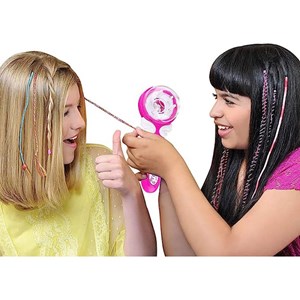 ست اسباب بازی لوازم آرایشی دستگاه بافت مو همراه با نخ رنگی و مهره_اسباب بازی اکسسوری