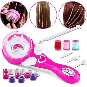 ست اسباب بازی لوازم آرایشی دستگاه بافت مو همراه با نخ رنگی و مهره_اسباب بازی اکسسوری