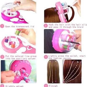 ست اسباب بازی لوازم آرایشی دستگاه بافت مو همراه با نخ رنگی و مهره_اسباب بازی اکسسوری