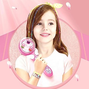 ست اسباب بازی لوازم آرایشی دستگاه بافت مو همراه با نخ رنگی و مهره_اسباب بازی اکسسوری