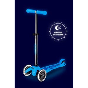 اسکوتر مینی دلوکس نئوکروم با بدنه شفاف و چرخ های چراغ دار مدل Micro - Mini Micro Deluxe Glow LED - Artic Blue_اسکوتر