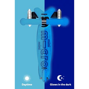 اسکوتر مینی دلوکس نئوکروم با بدنه شفاف و چرخ های چراغ دار مدل Micro - Mini Micro Deluxe Glow LED - Artic Blue_اسکوتر