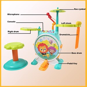 اسباب بازی موزیکال جاز و درام بزرگ هولی تویز مدل 3130 Hola Toys Dimple Electric Big Toy Drum Set for Kids _اسباب بازی موسیقی
