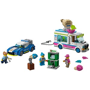 لگو سیتی ماشین پلیس و کامیون بستنی فروشی 317 قطعه مدل Lego City_Ice Cream Truck Police Chase_60314 Building Kit_لگو