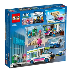 لگو سیتی ماشین پلیس و کامیون بستنی فروشی 317 قطعه مدل Lego City_Ice Cream Truck Police Chase_60314 Building Kit_لگو