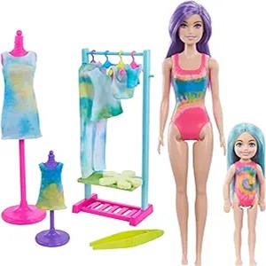 استودیوی عروسک های جادویی همراه با 50 سورپرایز مدل Mattel - Dolls - Color Reveal Gift Set Tie-Dye Fashion Maker With 2 Dolls_عروسک سورپرایزی